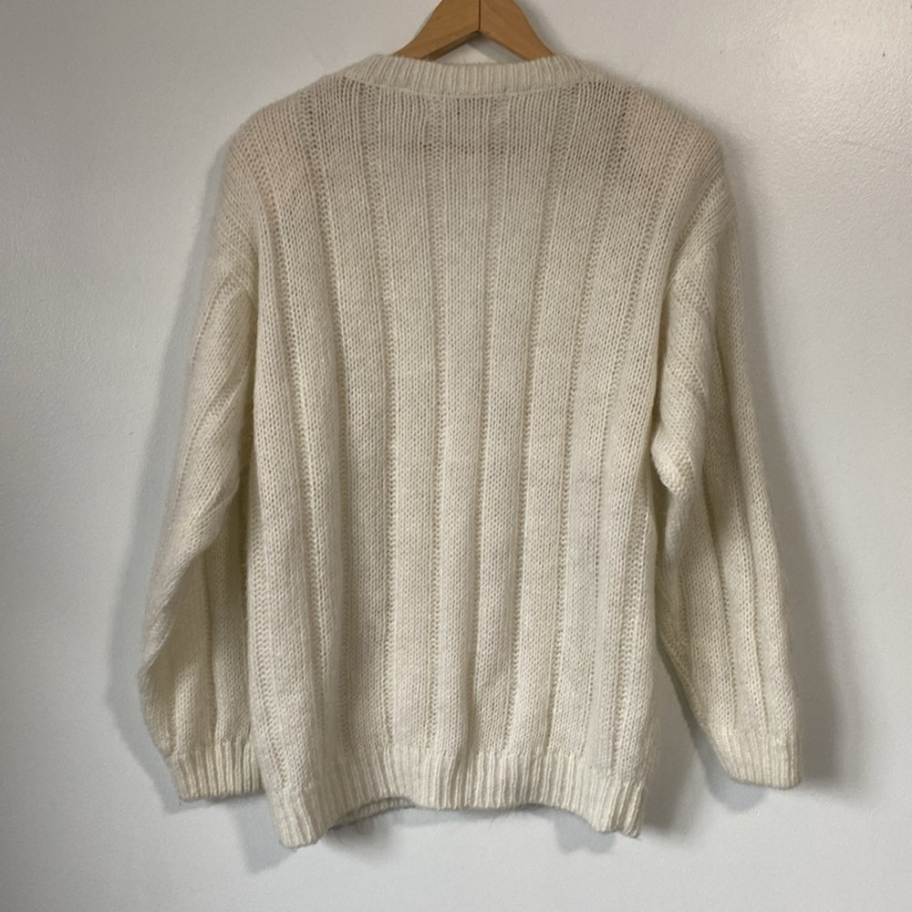 Vintage Here’s a Hug Cream Cable Knit Cardigan button front size Large - Picture 7 of 13
